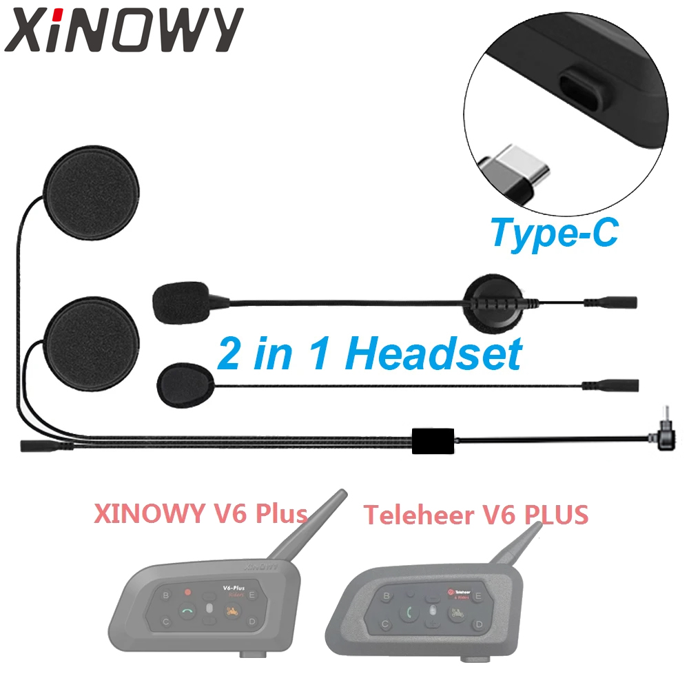 Universal Motorcycle Helmet Intercom Headset - Type-C 이어폰 스피커 액세서리 Teleheer V6