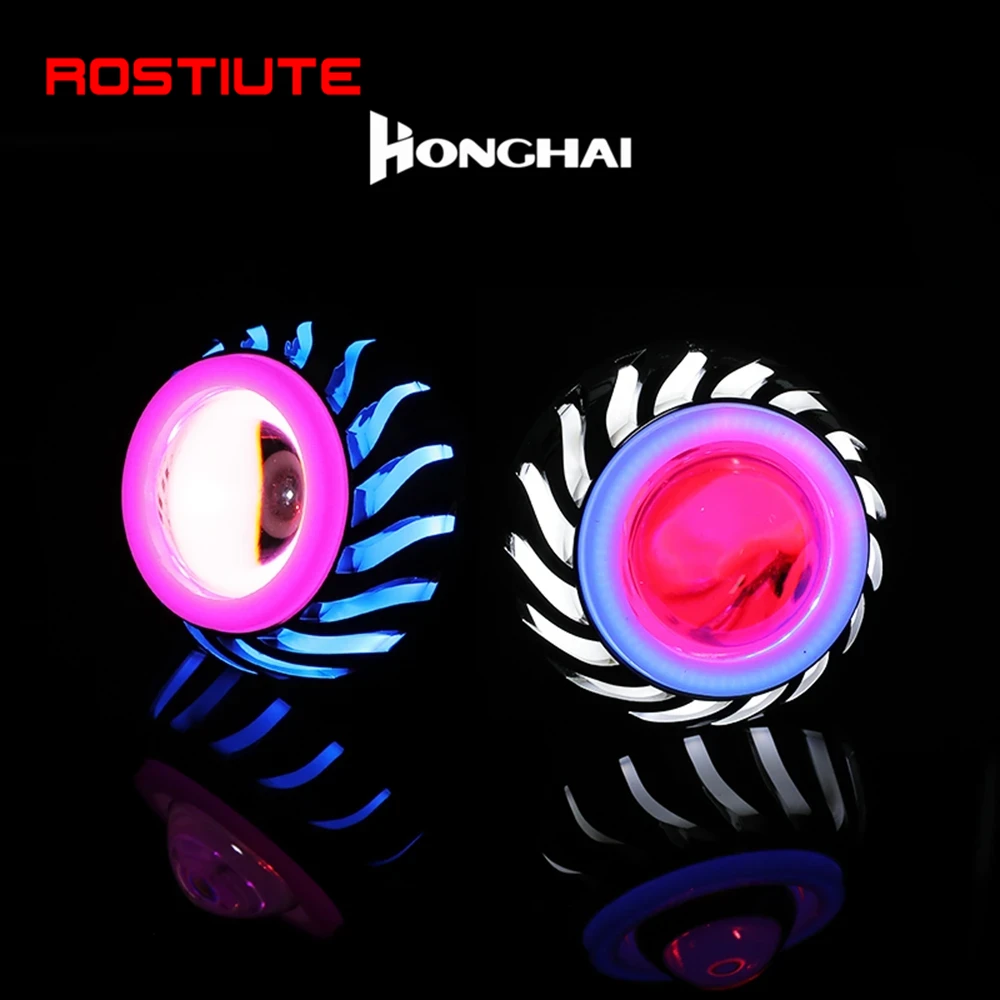 하이/로우 빔 더블 엔젤 아이 오토바이 헤드라이트 추가 - Universal Motorcycle Led Headlight Projector 리뷰 및 가격