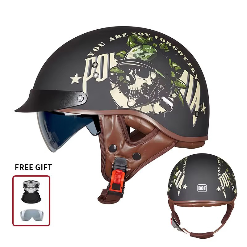 커스텀 불독 엔진 피스톤 프린트가 있는 빈티지 하프 오 - Vintage Open Face Retro Helmet 리뷰 및 가격