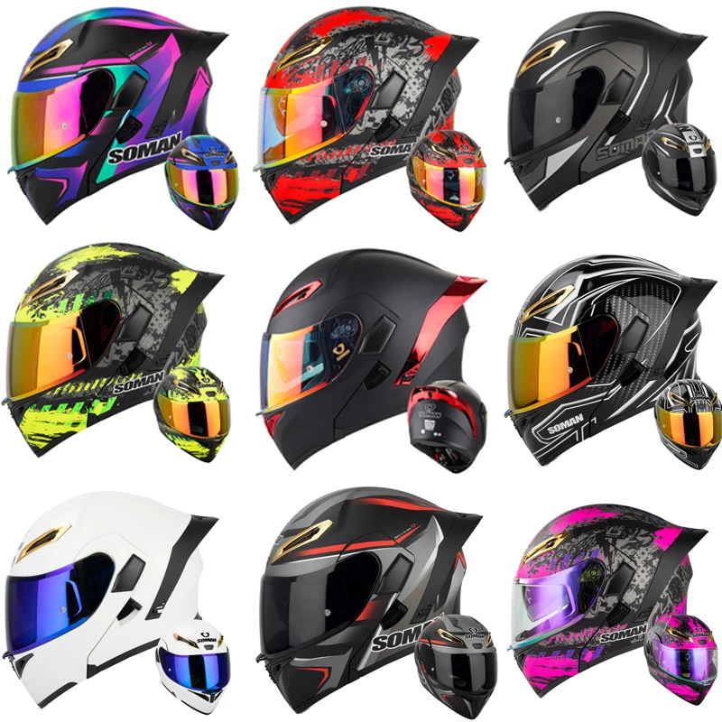 SOMAN 풀 페이스 헬멧 듀얼 렌즈 플립 업 오토바이 - Dual Visor Motorcycle Racing Helmet 리뷰 및 가격