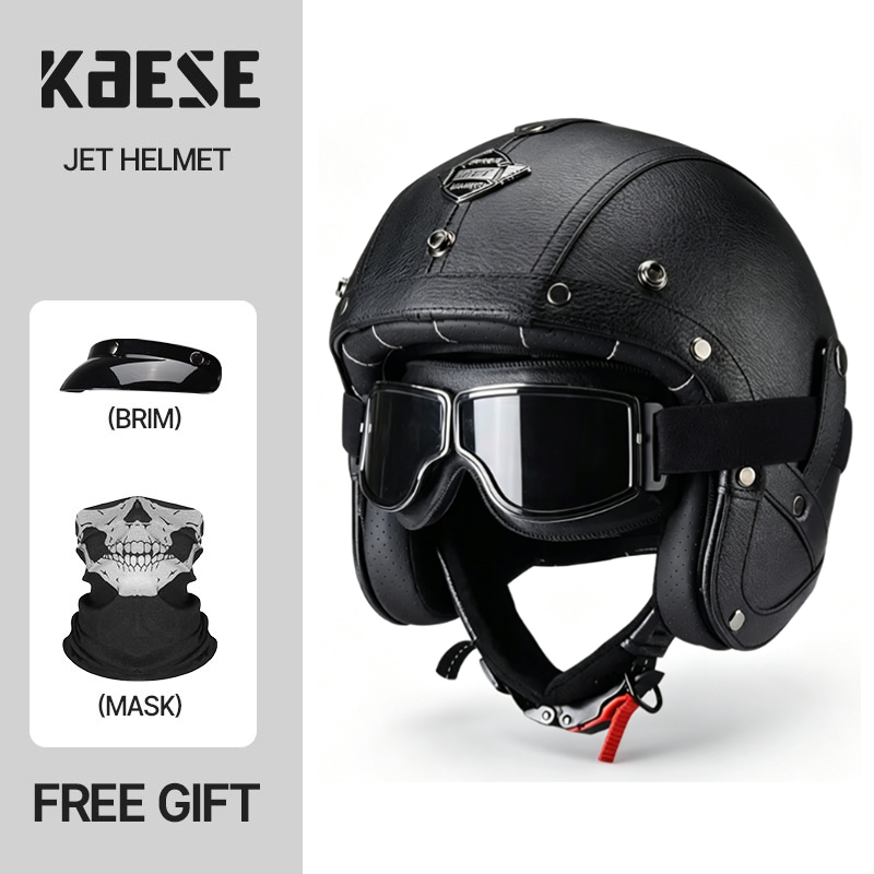 KAESE 클래식 그레이 카페 레트로 스타일의 수제 P - Vintage Open Face Retro Helmet 리뷰 및 가격