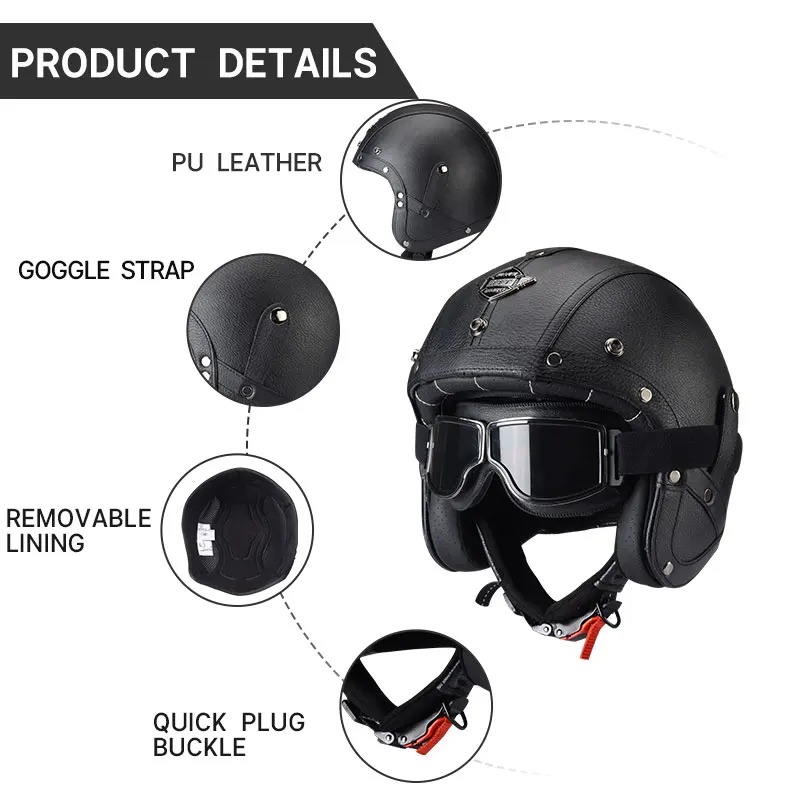 KAESE 클래식 그레이 카페 레트로 스타일의 수제 P - Vintage Open Face Retro Helmet 리뷰 및 가격